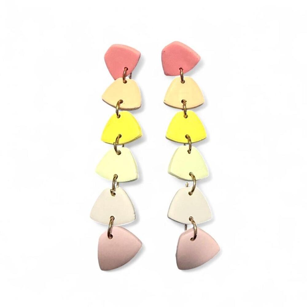 Cotton and Clay Co Rainbow Polymer Clay Dangle Earrings Multicolor Handmade